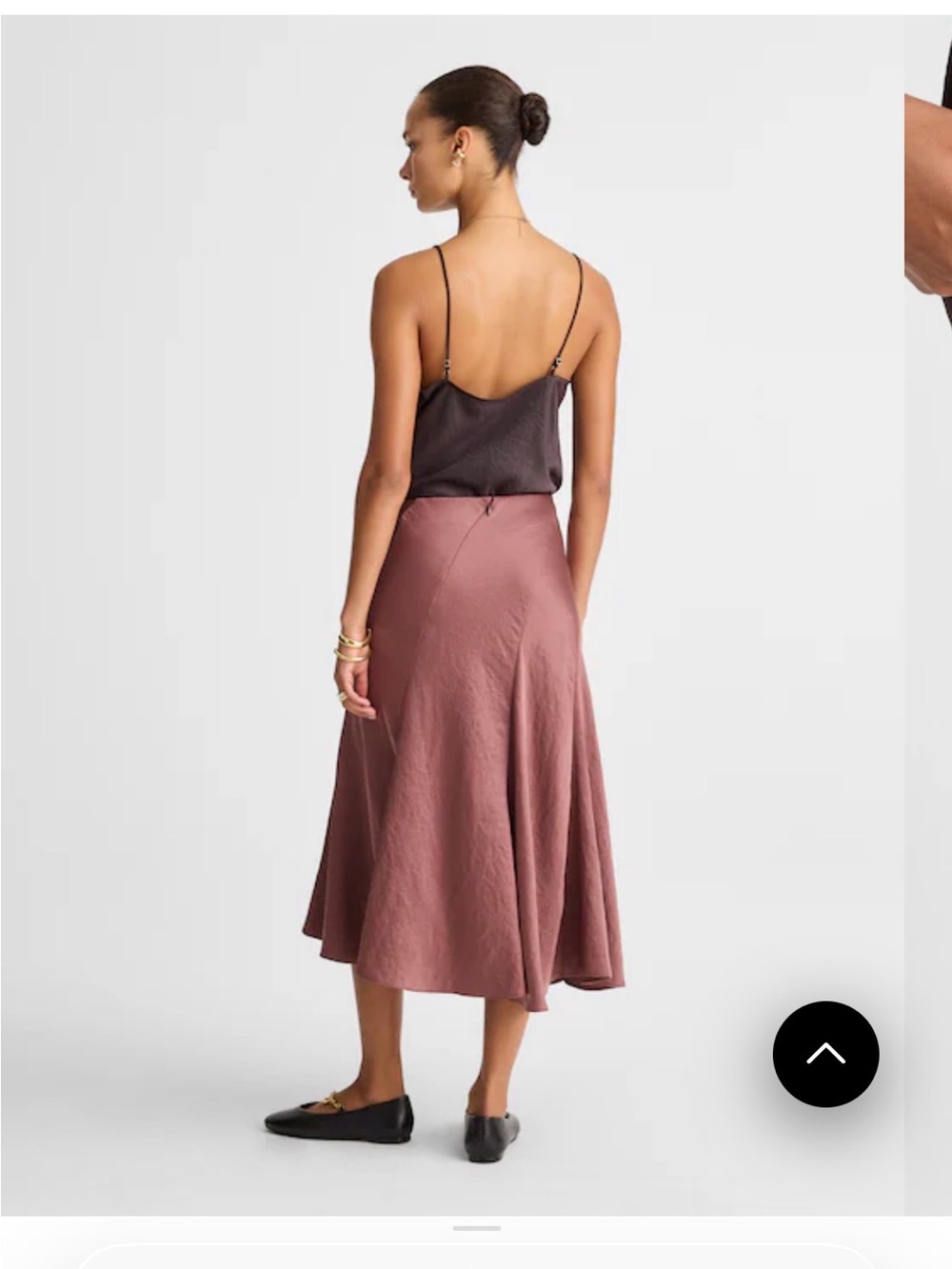 Women's Satin A-Line Midi Skirt - Picture 2 of 4